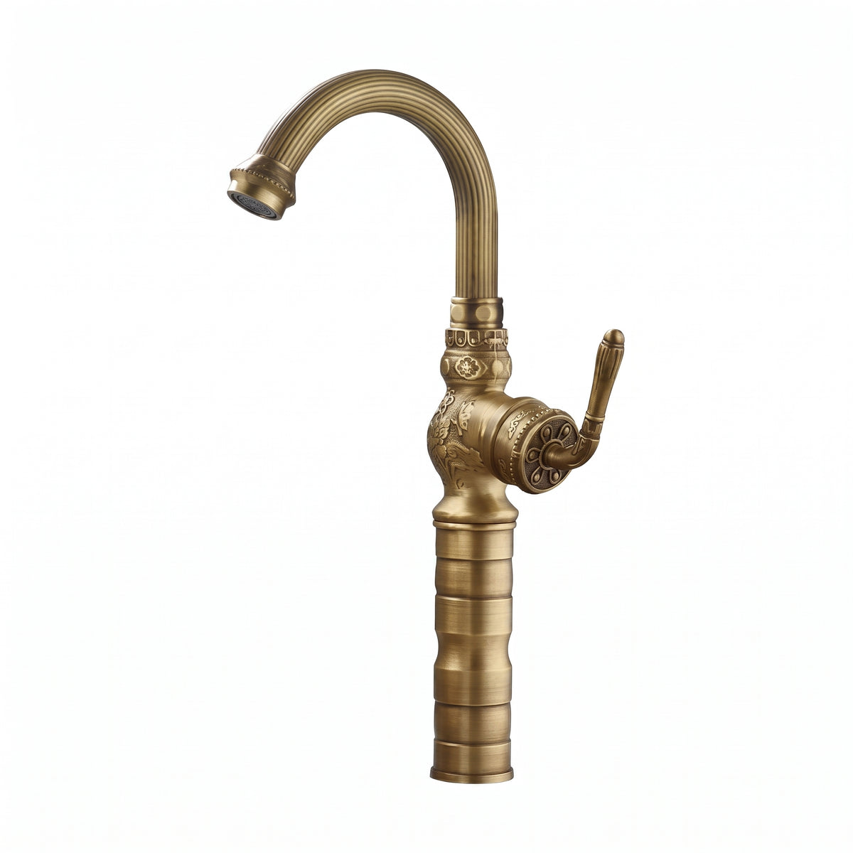 Robinet Vasque Rétro Orna Bronze Antique — Col de Cygne Sculpté 380 mm