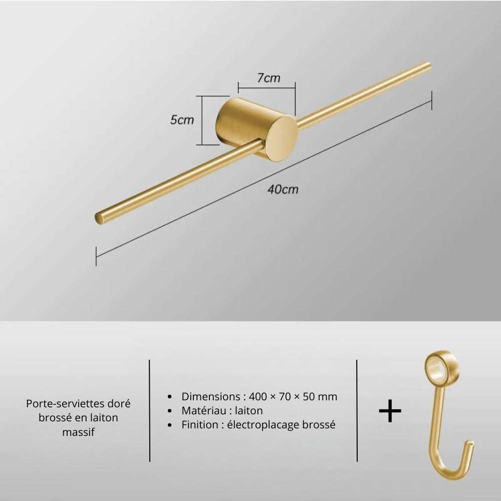 Porte-serviette mural en laiton – Design épuré, plusieurs finitions