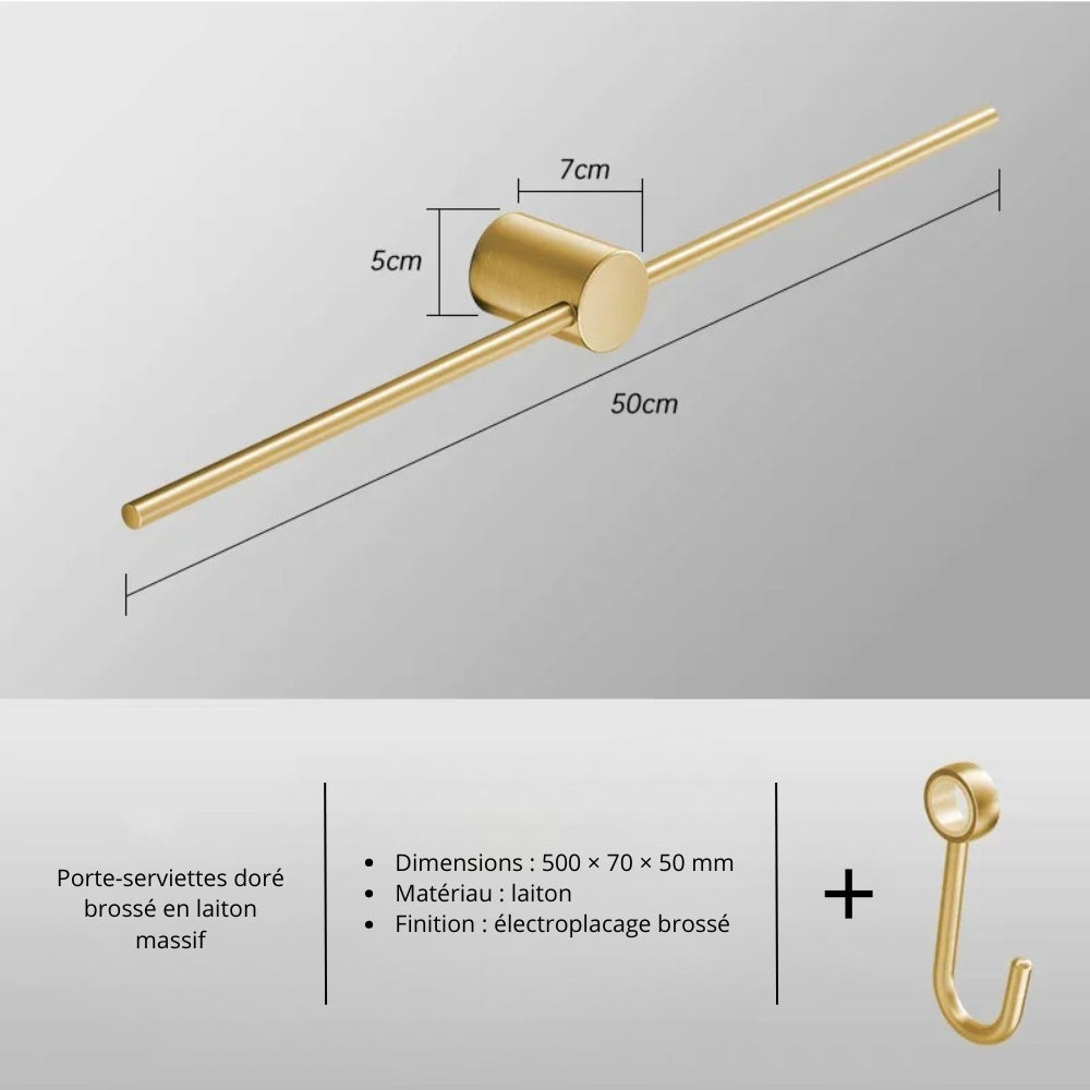 Porte-serviette mural en laiton – Design épuré, plusieurs finitions