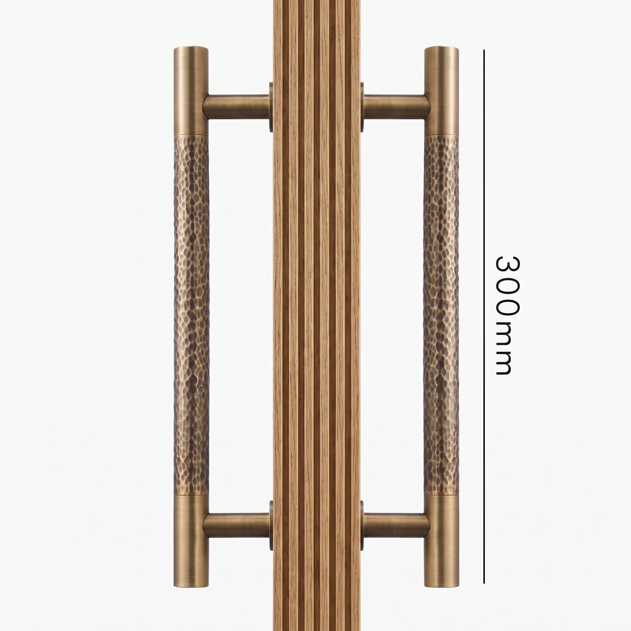Poignée de Porte Stria Martelée Laiton — Bâton de Tirage 300 mm Double Face