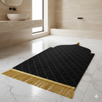 Tapis Épais Imprimé en Polyester – Forme Irrégulière avec Franges