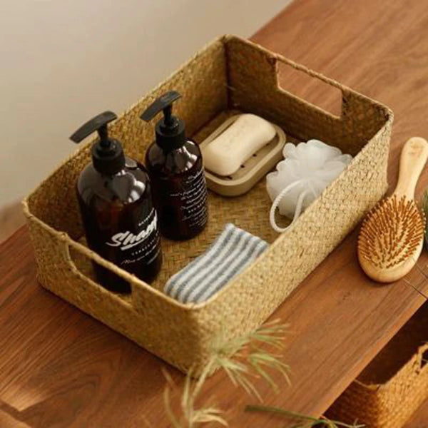 Panier de Rangement Salle de Bain Osier Naturel – 4 Tailles