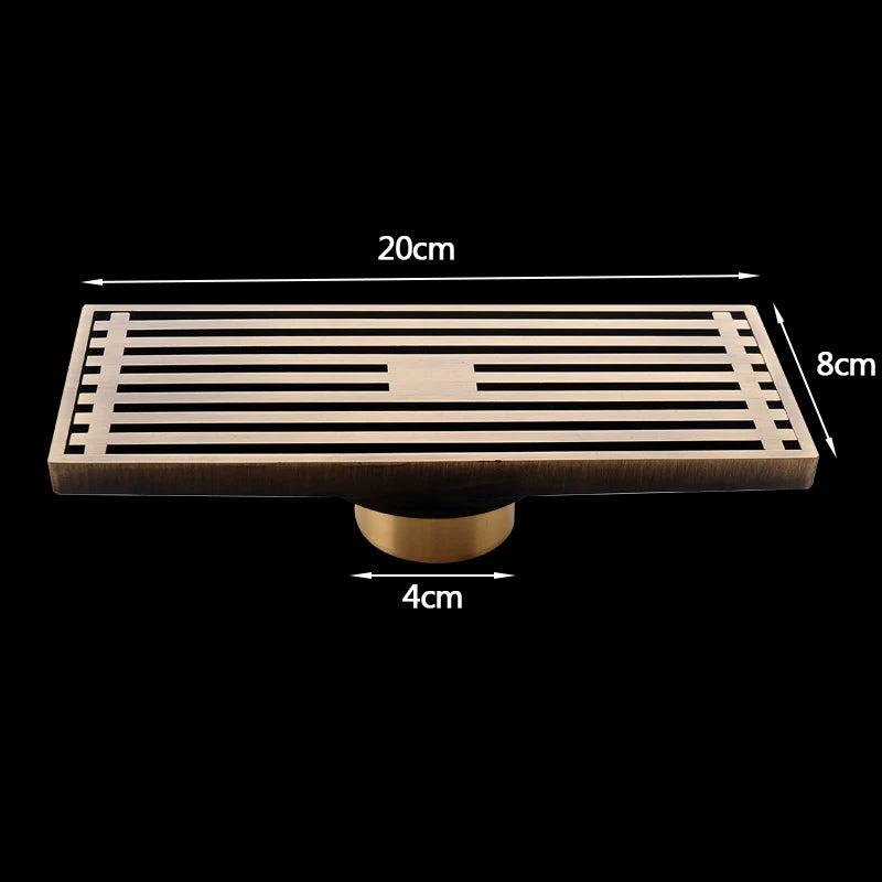 Bonde de Douche Linéaire 30 cm en Laiton Antique