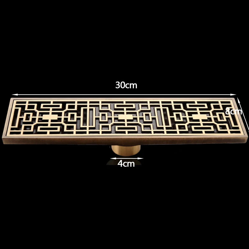 Bonde de Douche Linéaire 30 cm en Laiton Antique