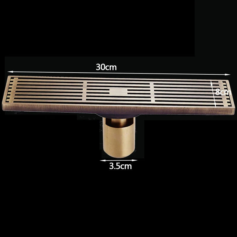 Bonde de Douche Linéaire 30 cm en Laiton Antique