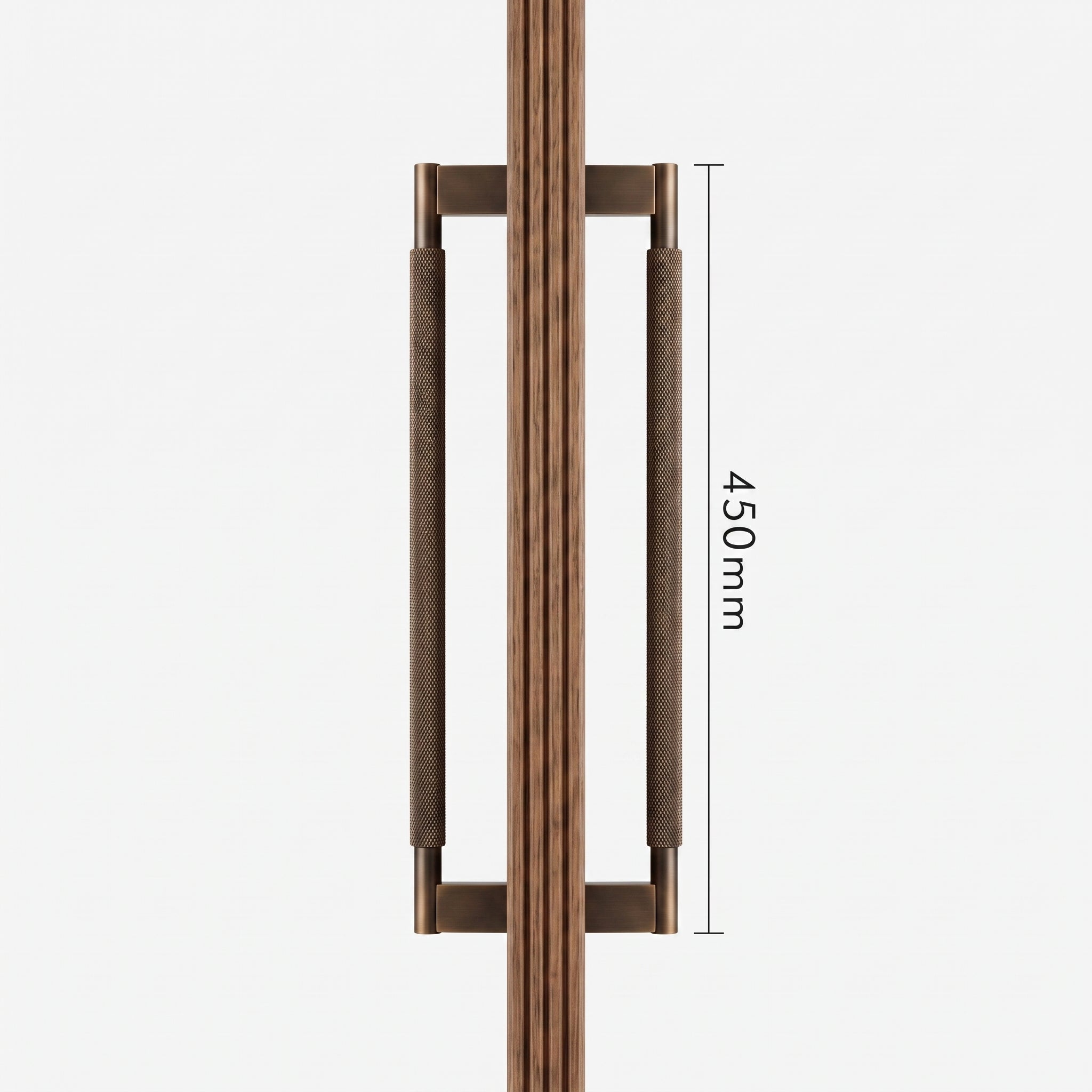 Poignée de Porte Crux Guillochée Laiton Massif — Bâton de Tirage 450 mm Double Face