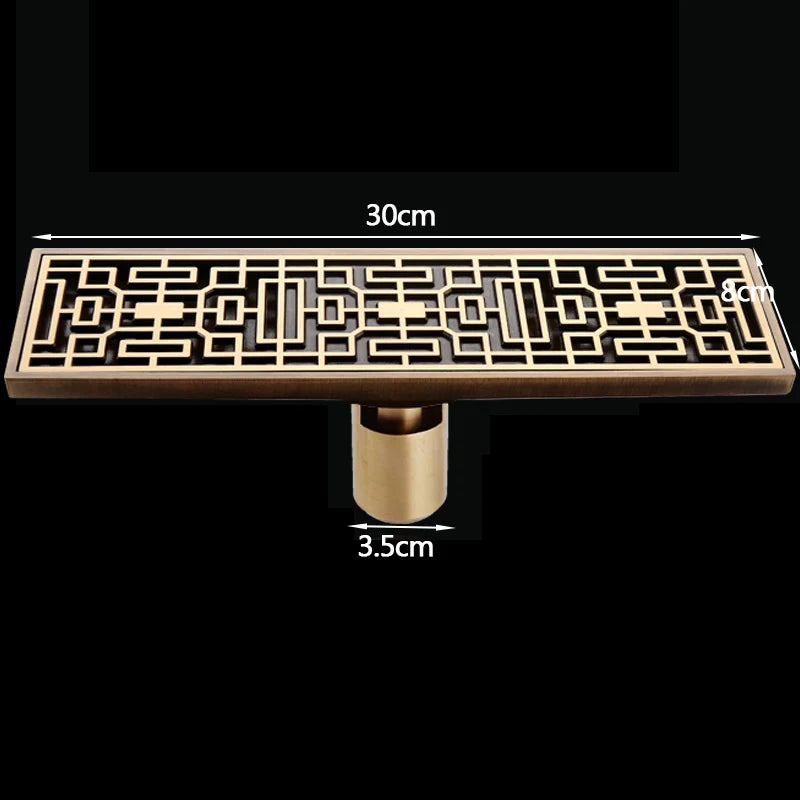 Bonde de Douche Linéaire 30 cm en Laiton Antique