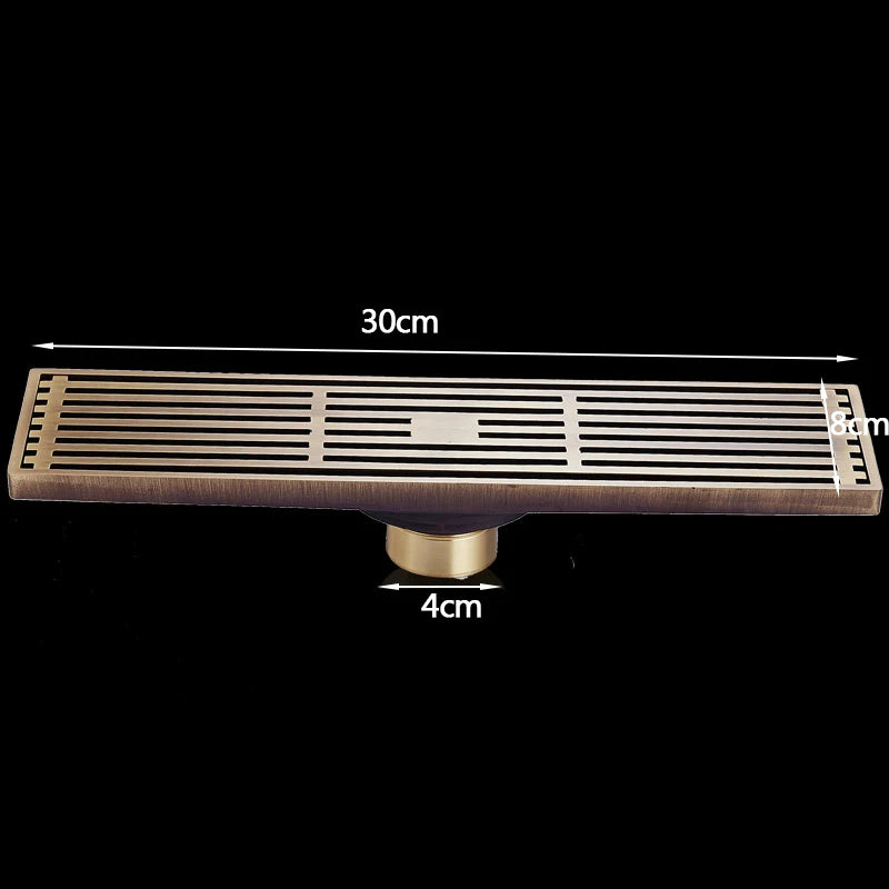 Bonde de Douche Linéaire 30 cm en Laiton Antique