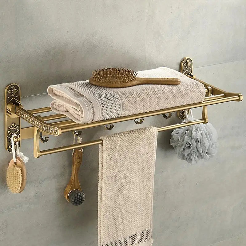 Porte-Serviettes Mural Pliable Laiton Ancien