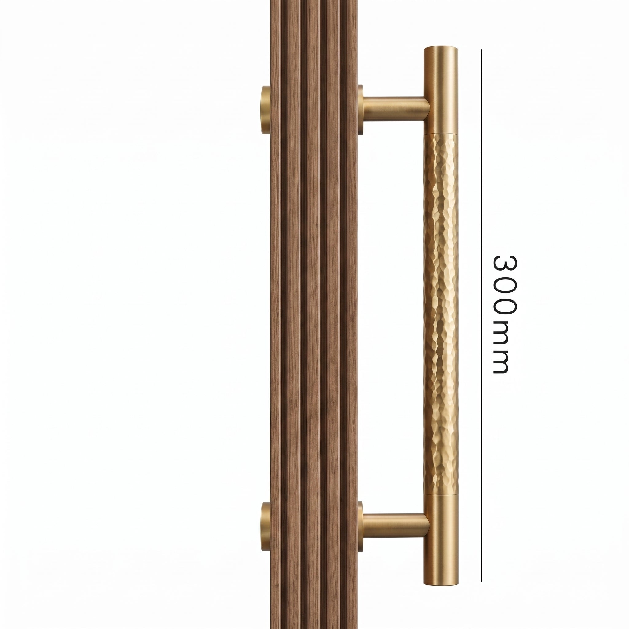 Poignée de Porte Stria Martelée Laiton — Bâton de Tirage 300 mm Simple Face