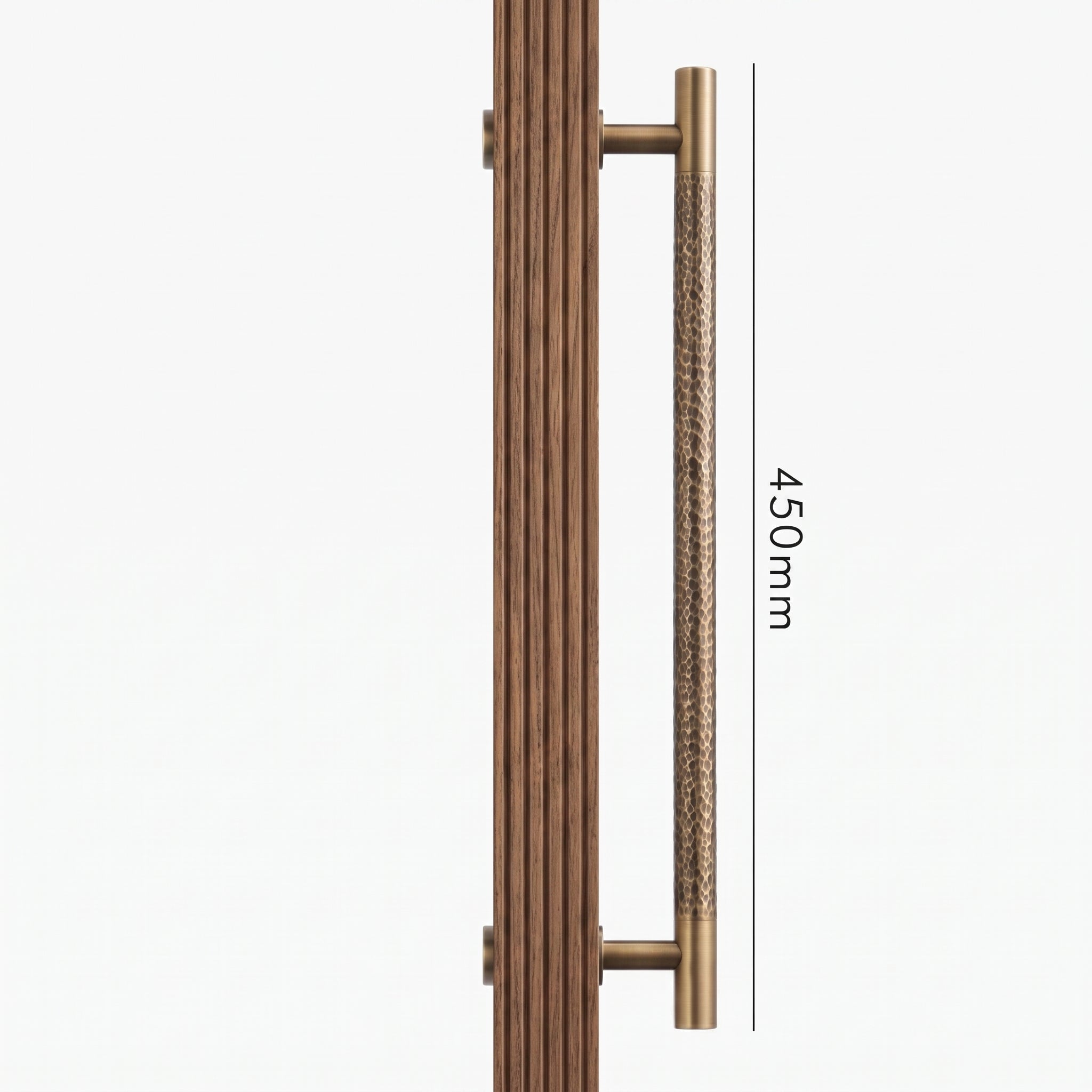 Poignée de Porte Stria Martelée Laiton — Bâton de Tirage 450 mm Simple Face