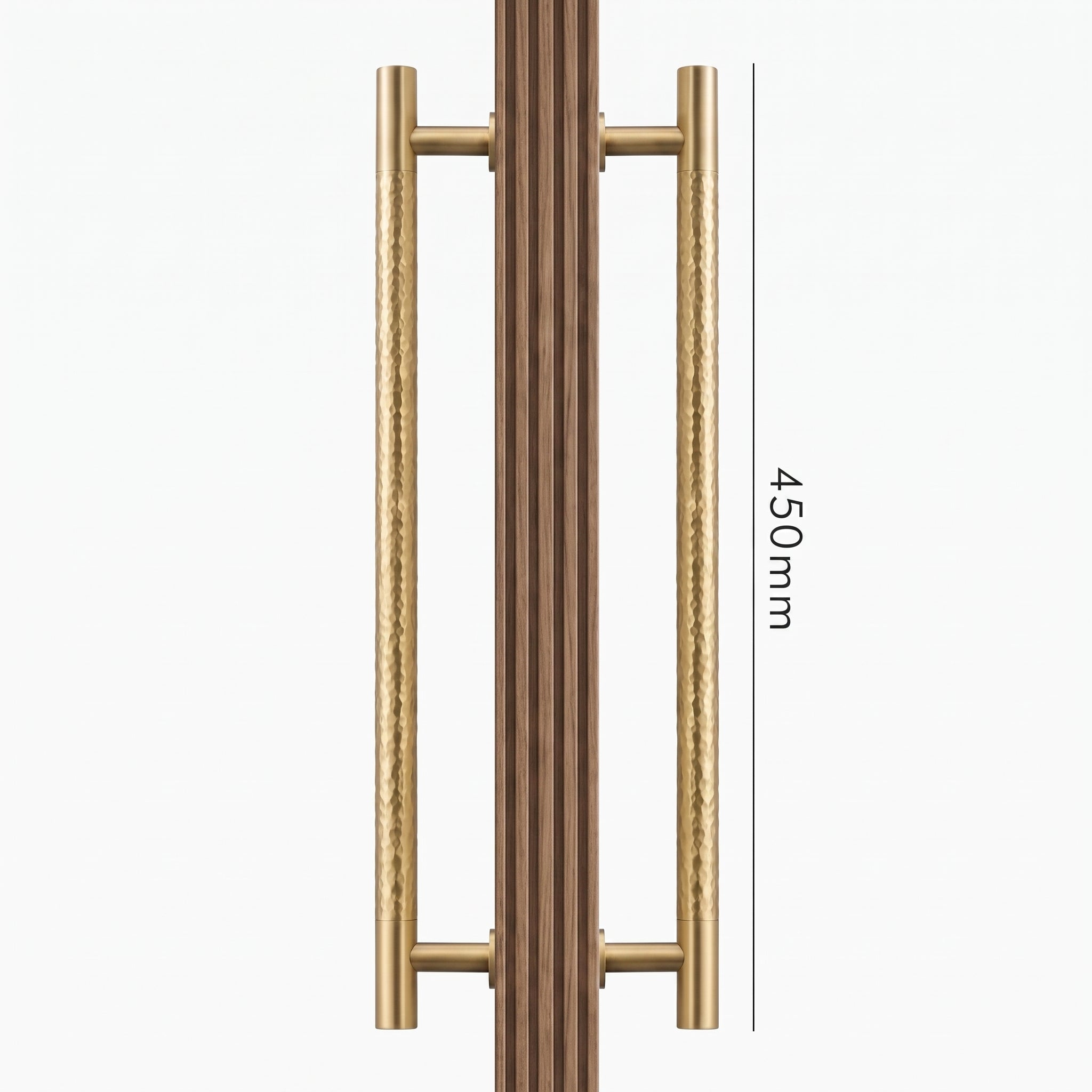 Poignée de Porte Stria Martelée Laiton — Bâton de Tirage 450 mm Double Face