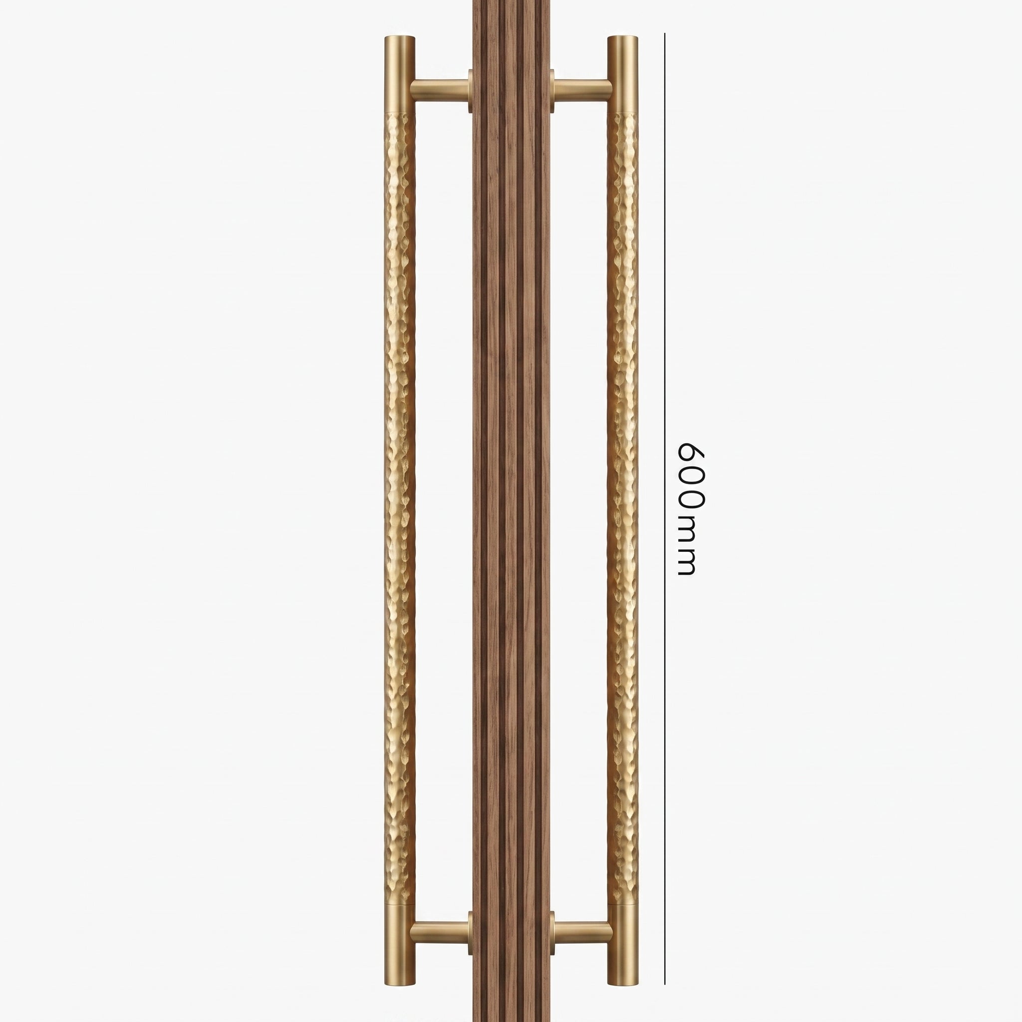 Poignée de Porte Stria Martelée Laiton — Bâton de Tirage 600 mm Double Face