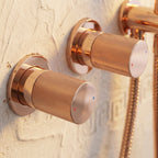 Colonne de Douche Encastrée Vael Or Rose Poli Laiton — Pommeau Pluie 250×250 mm