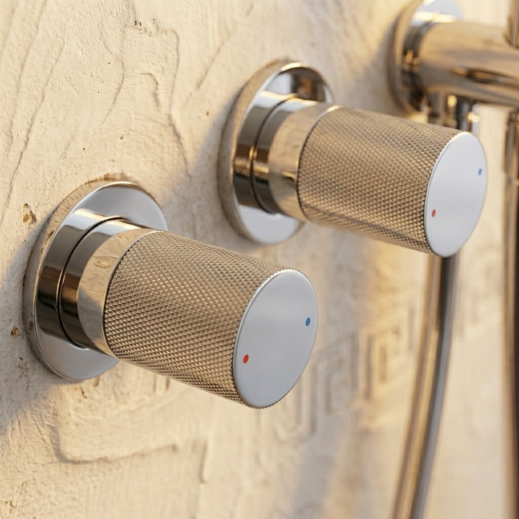 Colonne de Douche Encastrée Vael Chrome Laiton — Pommeau Pluie 250×250 mm