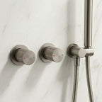 Colonne de Douche Encastrée Vael Nickel Brossé Laiton — Pommeau Pluie 250×250 mm