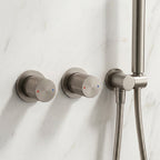 Colonne de Douche Encastrée Vael Nickel Brossé Laiton — Pommeau Pluie 250×250 mm