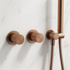 Colonne de Douche Encastrée Vael Or Rose Brossé Laiton — Pommeau Pluie 250×250 mm
