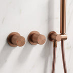 Colonne de Douche Encastrée Vael Or Rose Brossé Laiton — Pommeau Pluie 250×250 mm