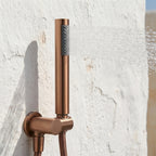 Colonne de Douche Encastrée Vael Or Rose Brossé Laiton — Pommeau Pluie 250×250 mm