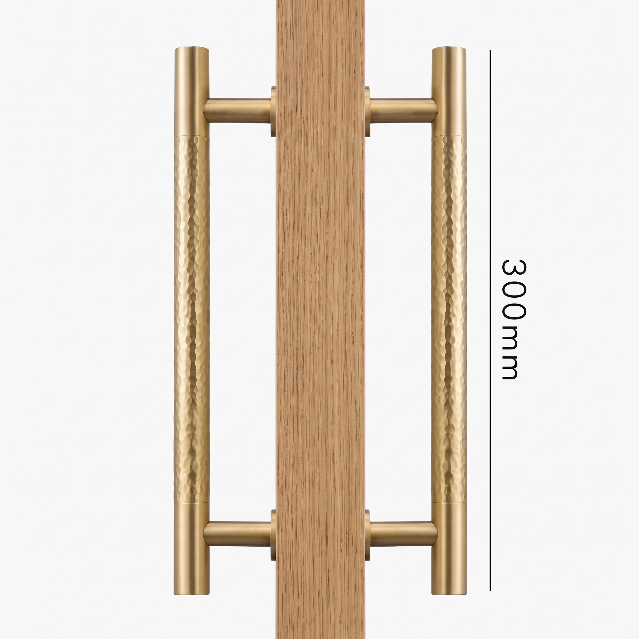 Poignée de Porte Stria Martelée Laiton — Bâton de Tirage 300 mm Double Face
