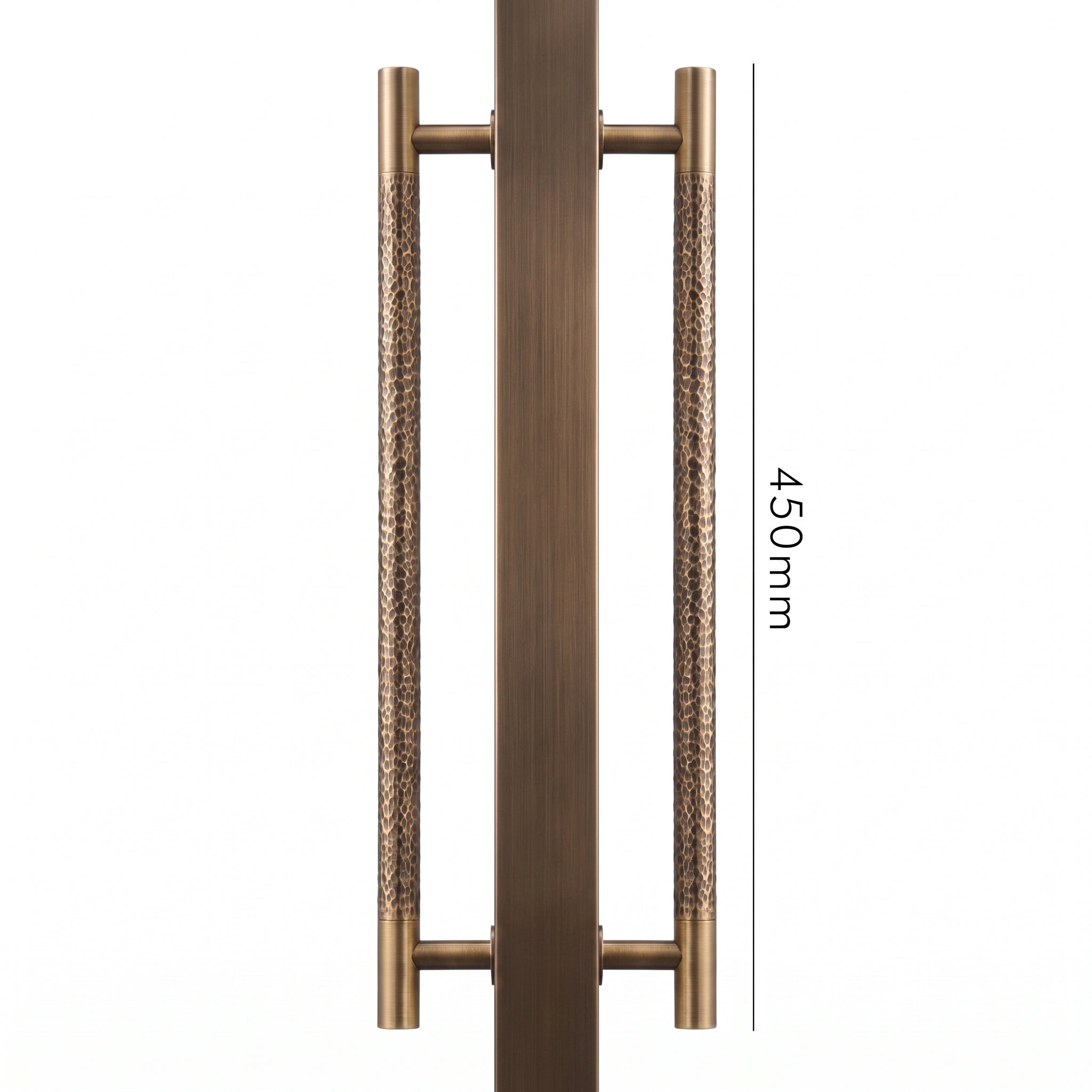 Poignée de Porte Stria Martelée Laiton — Bâton de Tirage 450 mm Double Face