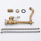 Robinet Lavabo Rétro Laiton Antique Bec Pivotant — Finition Céramique