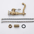 Robinet Lavabo Rétro Laiton Antique Bec Pivotant — Finition Céramique
