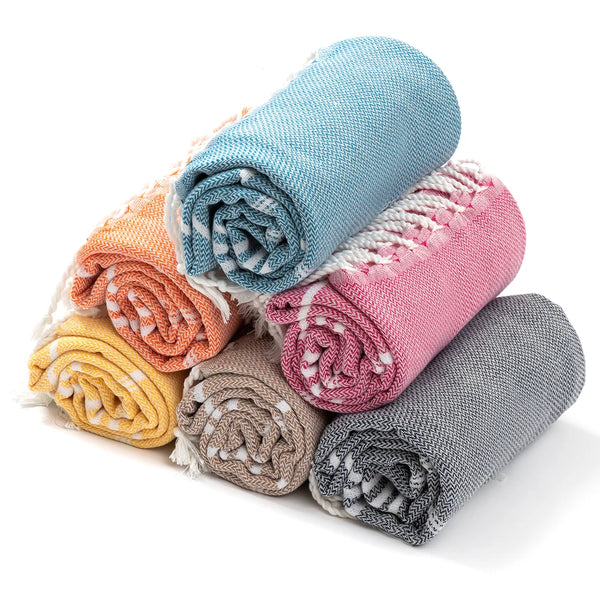 Serviette de Douche à Rayures Frangée – 8 Coloris