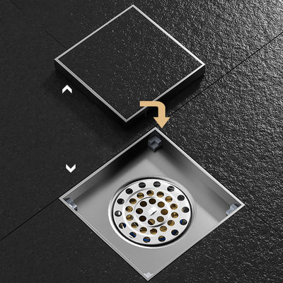 Bonde de Douche Carrée 10x10 cm Anti-Retour — Laiton ou ABS, 5 Coloris