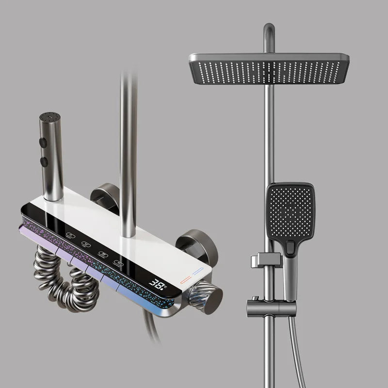 Colonne de Douche Murale LED Digital Réglable — Pommeau Carré Ø 30 cm