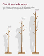 Porte-serviette sur pied en bois massif | 8 crochets réglable 3 hauteurs