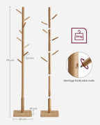 Porte-serviette sur pied en bois massif | 8 crochets réglable 3 hauteurs