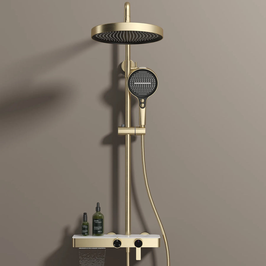 Colonne de Douche Thermostatique avec Tablette — Pommeau Pluie Ø 27 cm