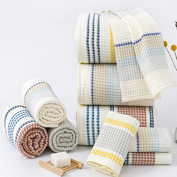 Serviette de Bain Nid d'Abeille Coton – 3 Tailles 3 Coloris