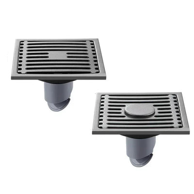 Bonde de Douche Carrée Acier Inox 10x10 cm Anti-Odeur — Noir, Gun Métal ou Argent