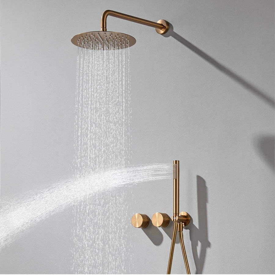 Colonne de Douche Encastrée Minimaliste en Laiton — Mur ou Plafond