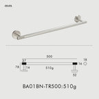 Porte-Serviette Mural Moleté Laiton — Barre 50 cm