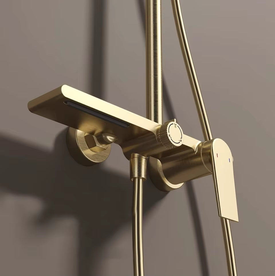 Colonne de Douche 3 Voies Or/Noir Brossé