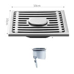 Bonde de Douche Carrée Inox 10x10 cm Anti-Odeur