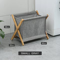 Panier à Linge Pliable Bois et Tissu