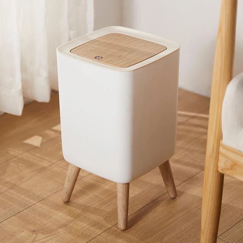 Poubelle Salle de Bain Design Pieds Bois