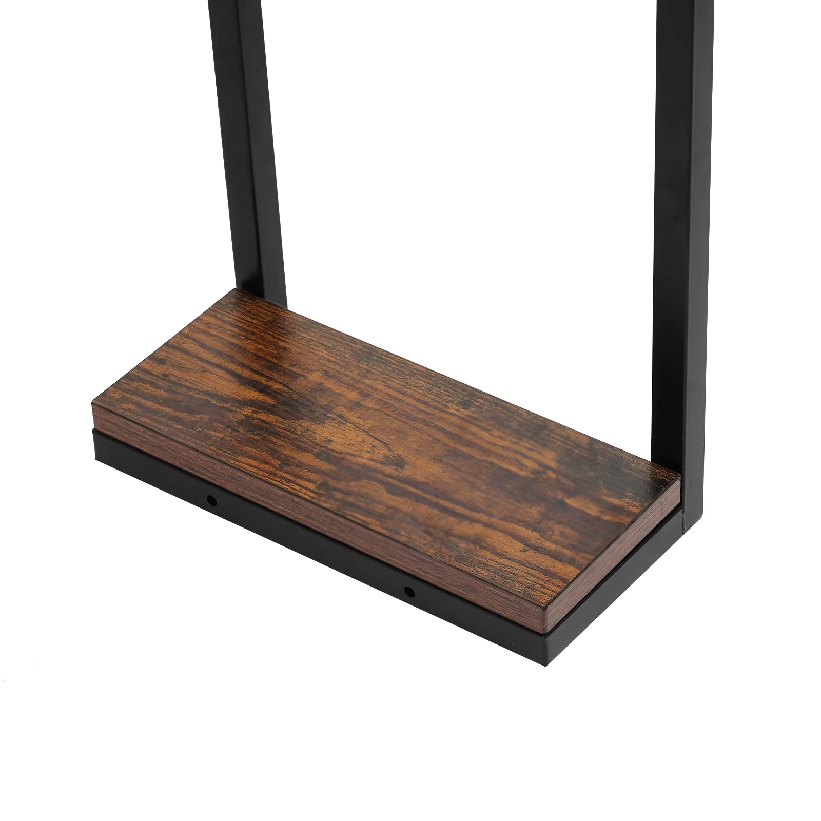 Porte-serviettes mural avec étagères en acier et bois | Rangement salle de bain moderne