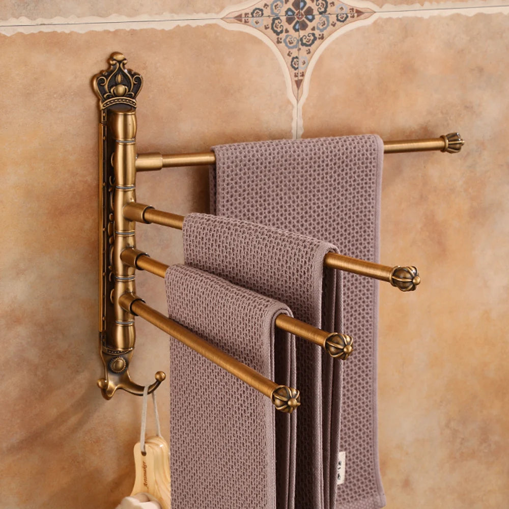 Porte-serviette mural pivotant bronze antique 2 à 5 barres