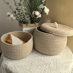 Panier de Rangement Salle de Bain avec Couvercle