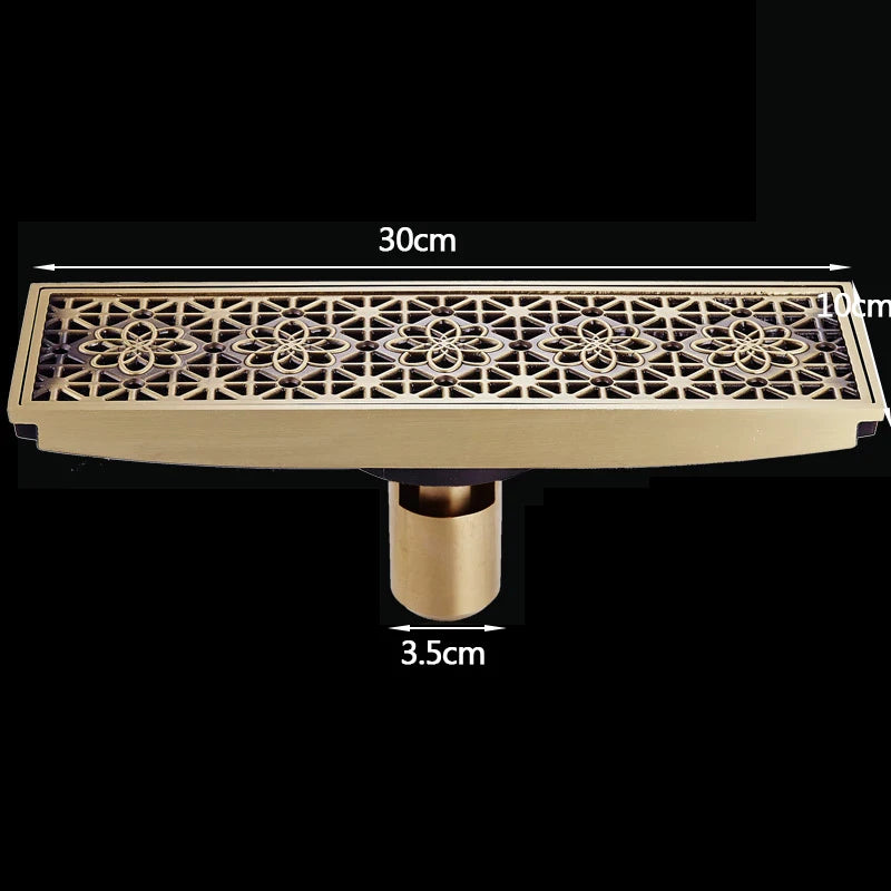 Bonde de Douche Linéaire 30 cm en Laiton Antique