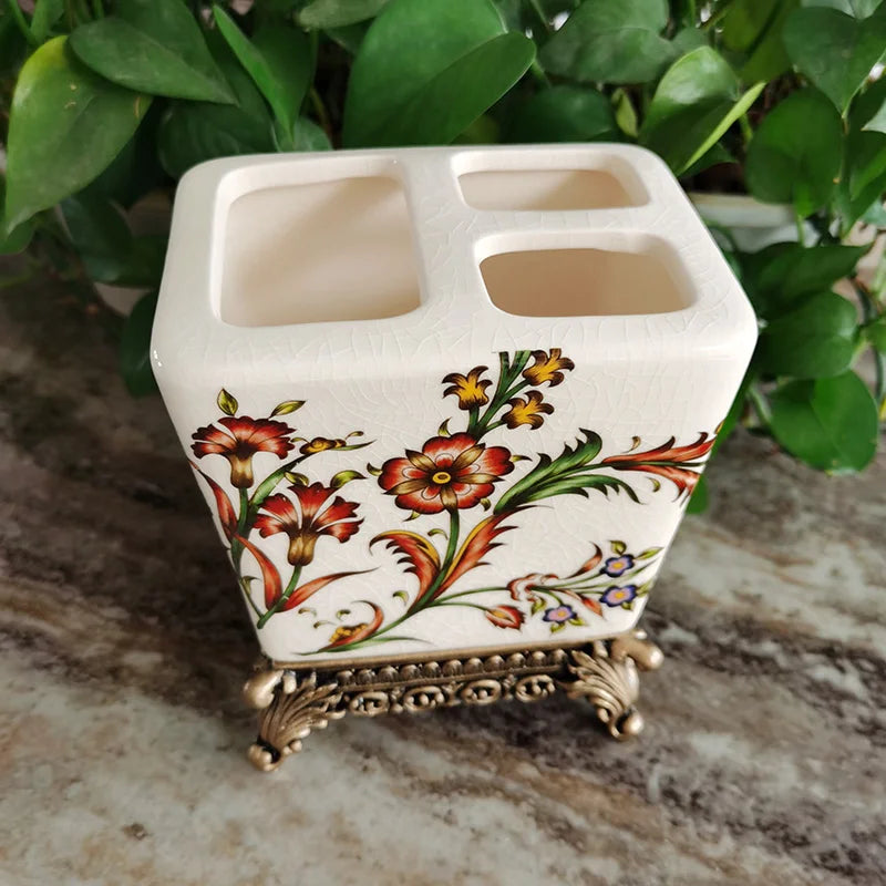 Porte Brosse à Dents Céramique Vintage