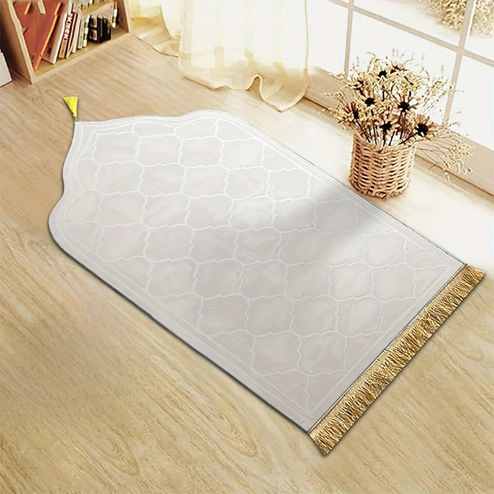 Tapis Épais Imprimé en Polyester – Forme Irrégulière avec Franges