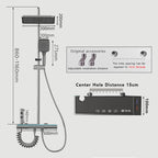 Colonne de Douche Thermostatique LED avec Panneau Verre