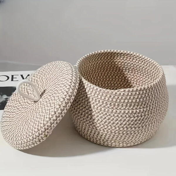 Panier de Rangement Salle de Bain avec Couvercle